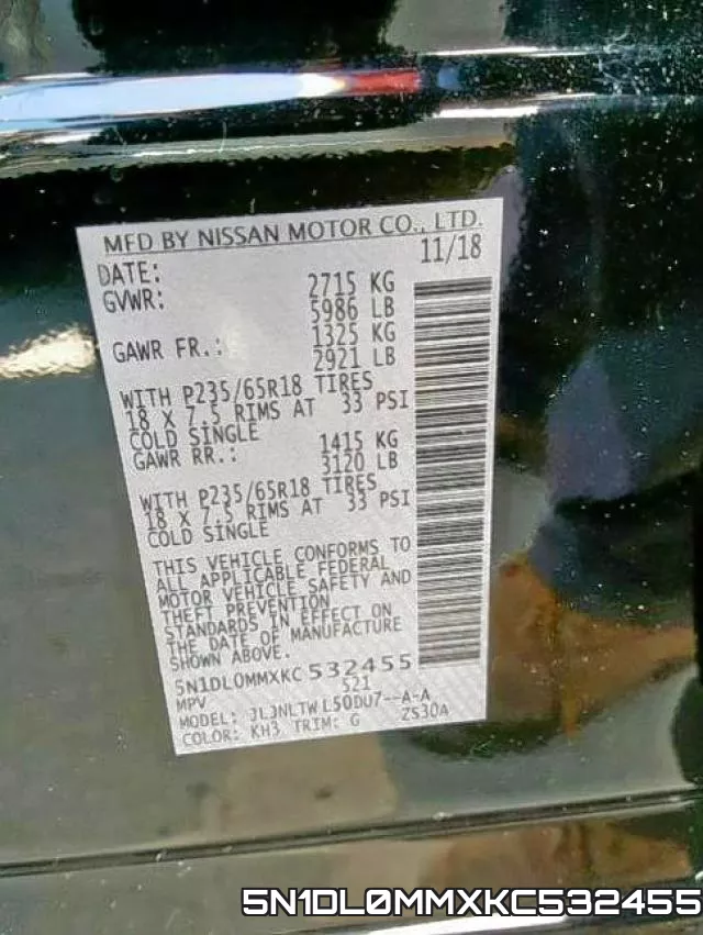 5N1DL0MMXKC532455 фото 2