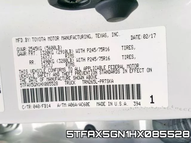 5TFAX5GN1HX085528 фото 2
