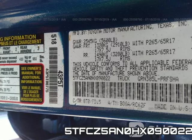 5TFCZ5AN0HX090022 фото 10