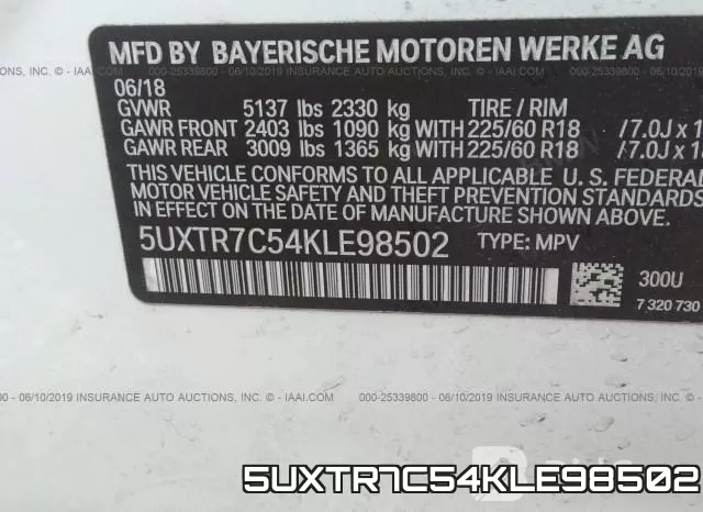 5UXTR7C54KLE98502 фото 9