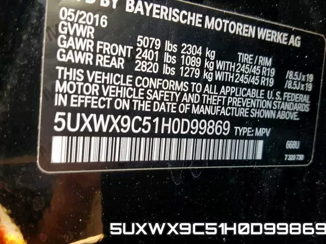 5UXWX9C51H0D99869 фото 2