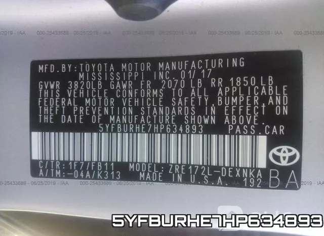 5YFBURHE7HP634893 фото 10