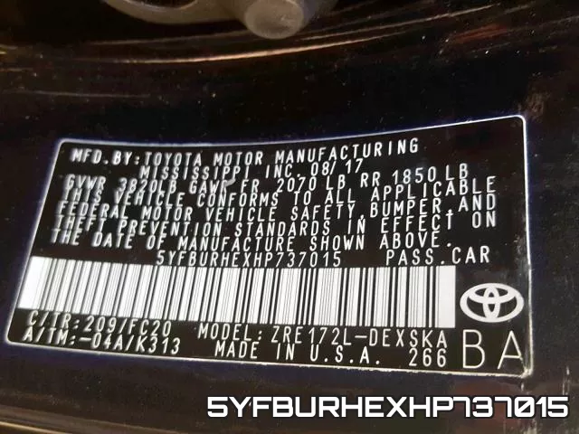 5YFBURHEXHP737015 фото 2