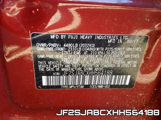 JF2SJABCXHH564188 фото 2