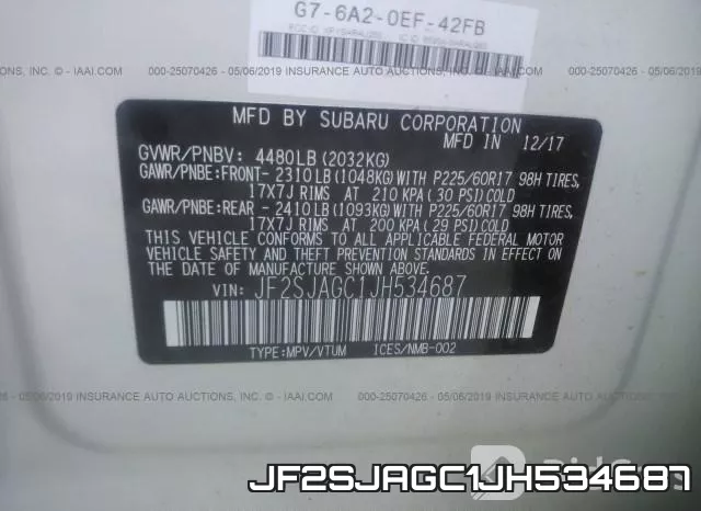 JF2SJAGC1JH534687 фото 10