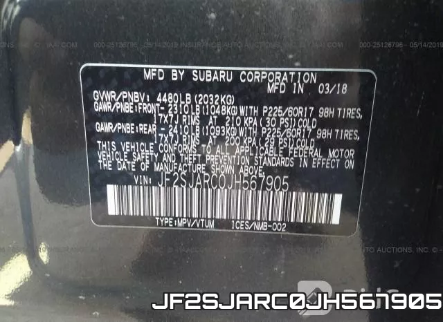 JF2SJARC0JH567905 фото 10