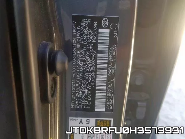 JTDKBRFU0H3573931 фото 2