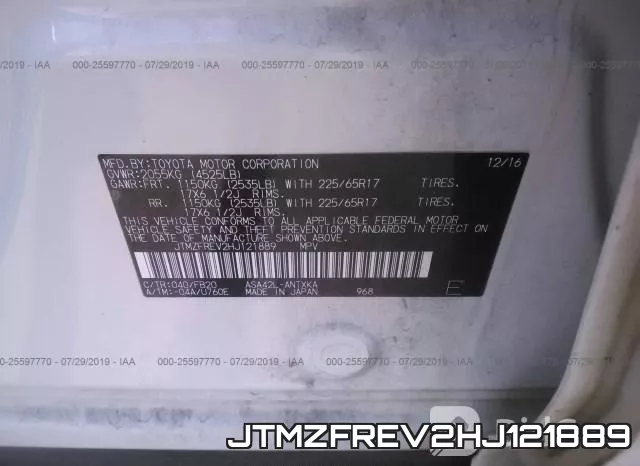 JTMZFREV2HJ121889 фото 10