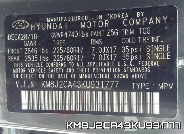 KM8J2CA43KU931777 фото 10
