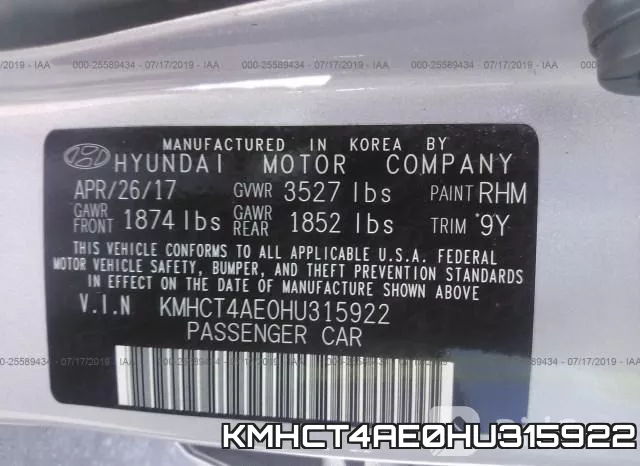 KMHCT4AE0HU315922 фото 10
