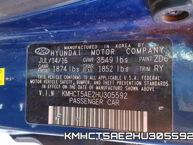 KMHCT5AE2HU305592 фото 2