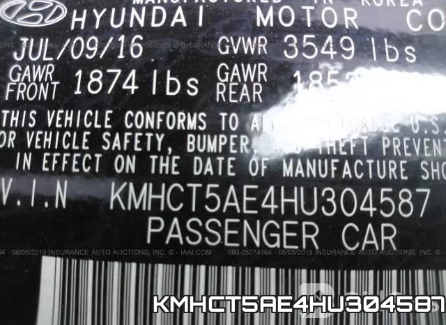 KMHCT5AE4HU304587 фото 10