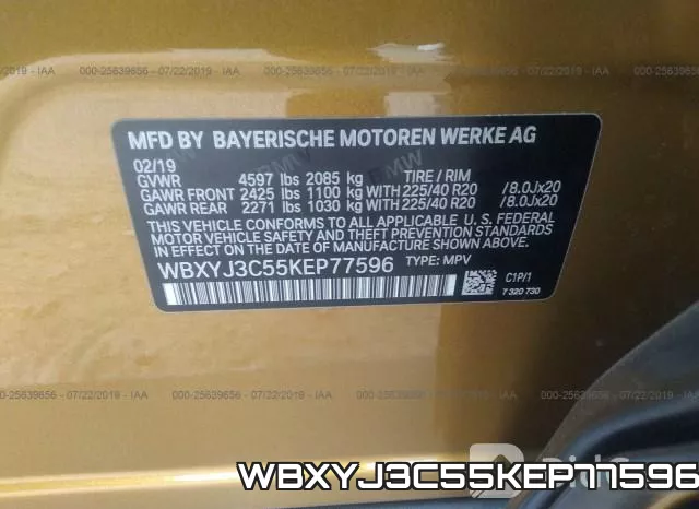 WBXYJ3C55KEP77596 фото 10