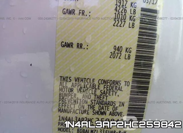 1N4AL3AP2HC259842 фото 10