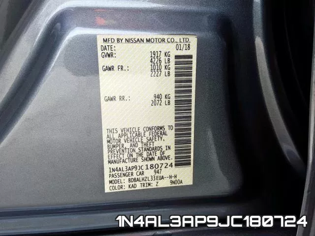 1N4AL3AP9JC180724 фото 2