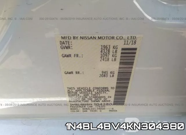 1N4BL4BV4KN304380 фото 10