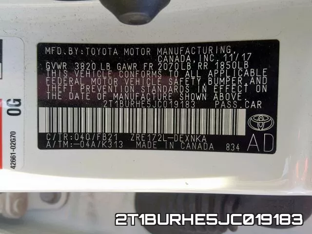 2T1BURHE5JC019183 фото 2