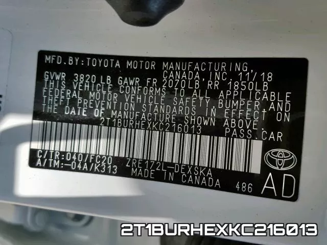 2T1BURHEXKC216013 фото 2