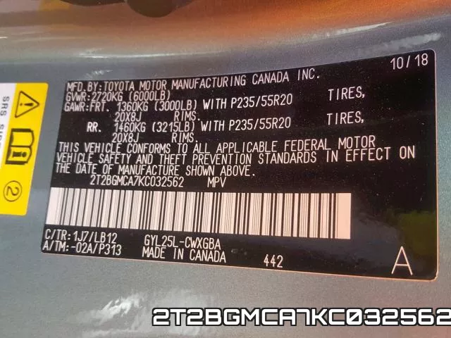 2T2BGMCA7KC032562 фото 2