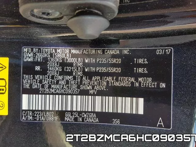 2T2BZMCA6HC090357 фото 2