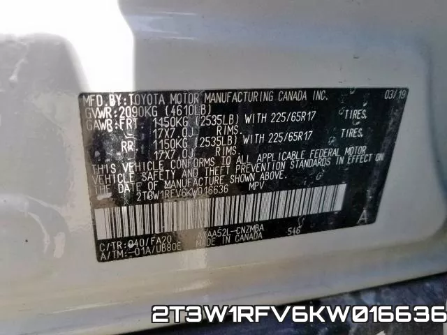 2T3W1RFV6KW016636 фото 2