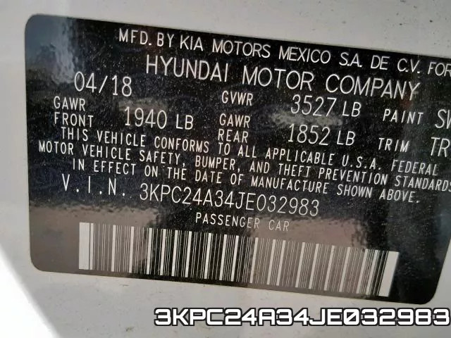 3KPC24A34JE032983 фото 2