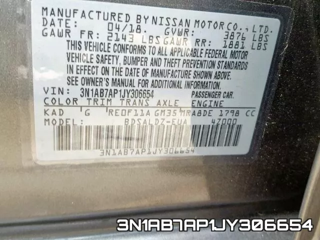 3N1AB7AP1JY306654 фото 2