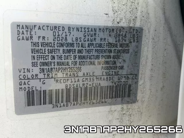 3N1AB7AP2HY265266 фото 2