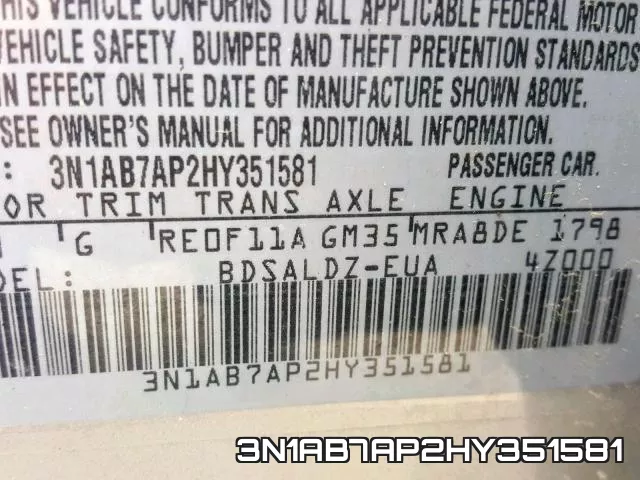 3N1AB7AP2HY351581 фото 2