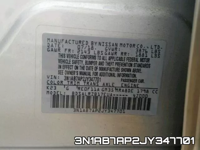 3N1AB7AP2JY347701 фото 2
