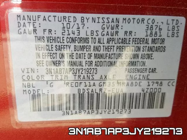 3N1AB7AP3JY219273 фото 2