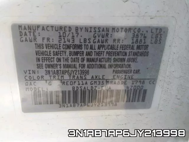 3N1AB7AP6JY213998 фото 2