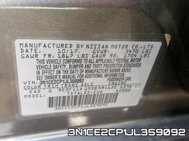 3N1CE2CP1JL359092 фото 2