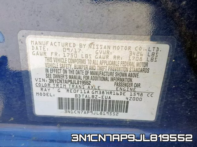 3N1CN7AP9JL819552 фото 2