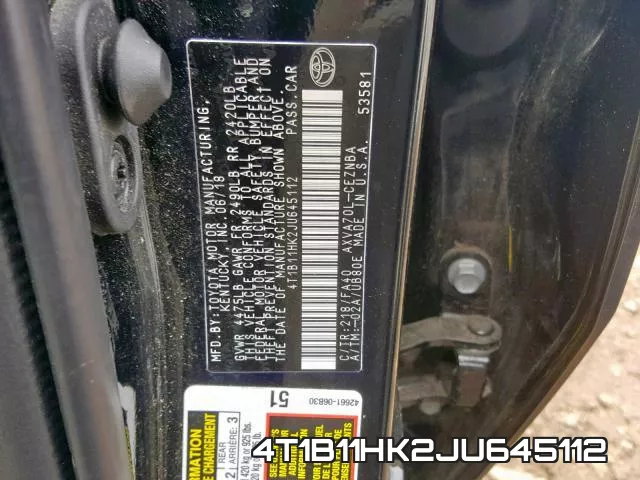 4T1B11HK2JU645112 фото 2