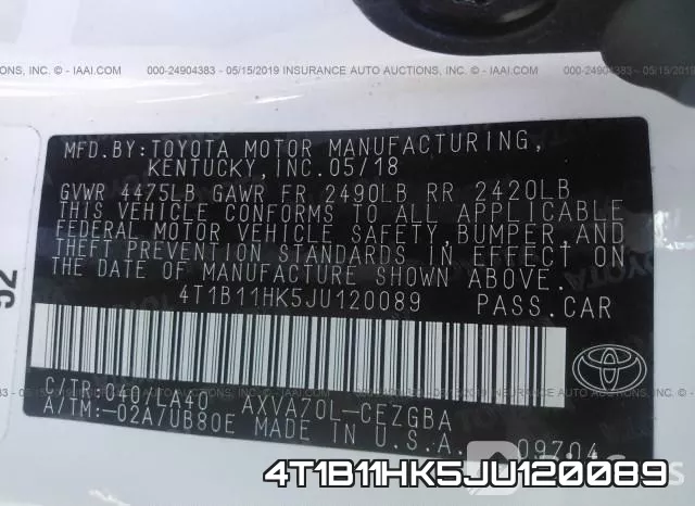 4T1B11HK5JU120089 фото 10