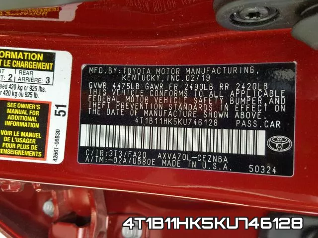 4T1B11HK5KU746128 фото 2