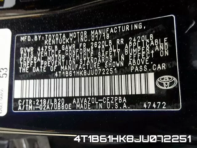 4T1B61HK8JU072251 фото 2