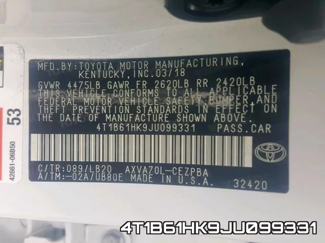 4T1B61HK9JU099331 фото 2