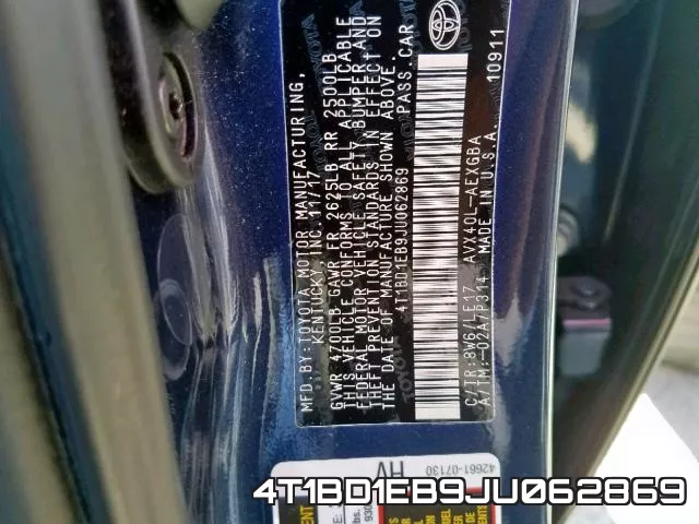 4T1BD1EB9JU062869 фото 2