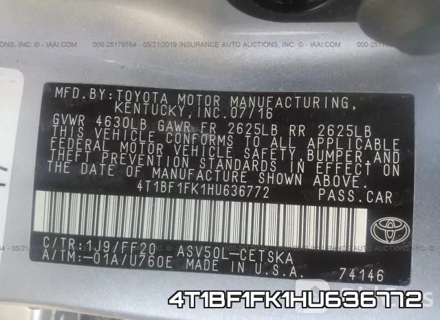 4T1BF1FK1HU636772 фото 9