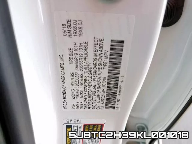 5J8TC2H39KL001018 фото 2