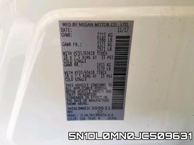 5N1DL0MN0JC509631 фото 2