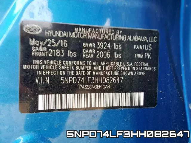 5NPD74LF3HH082647 фото 2