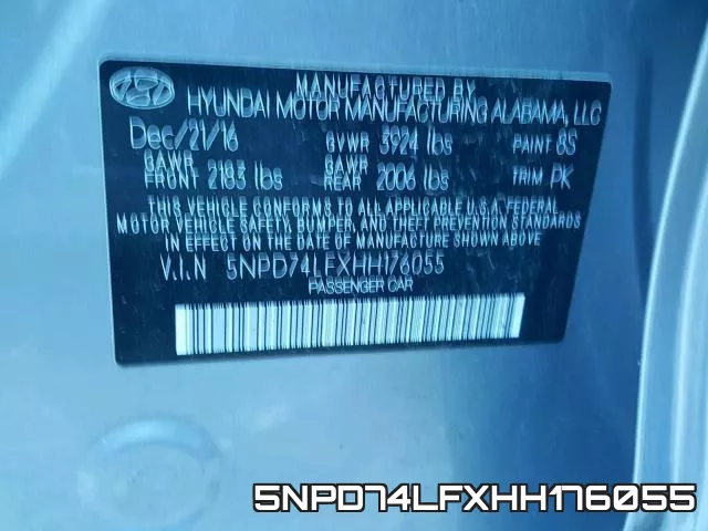 5NPD74LFXHH176055 фото 2