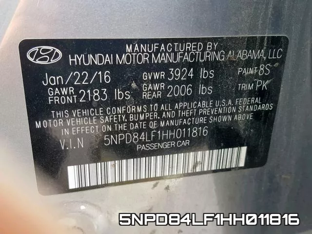 5NPD84LF1HH011816 фото 2