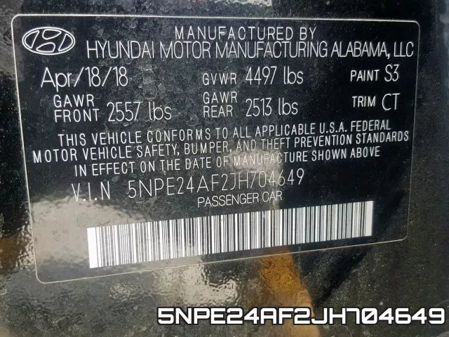 5NPE24AF2JH704649 фото 2