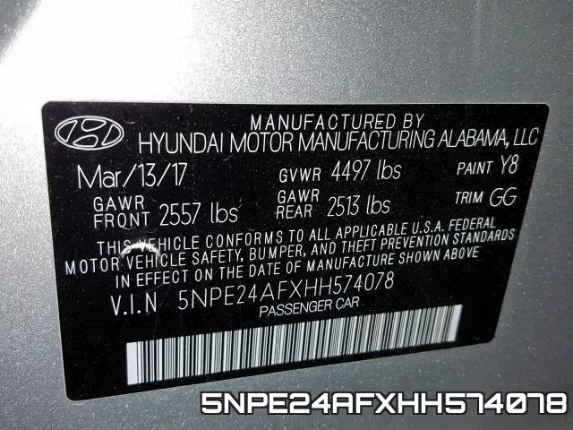 5NPE24AFXHH574078 фото 2