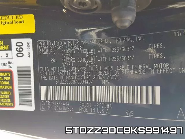 5TDZZ3DC8KS991497 фото 2