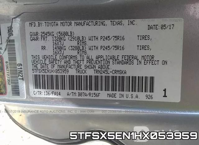 5TFSX5EN1HX053959 фото 8